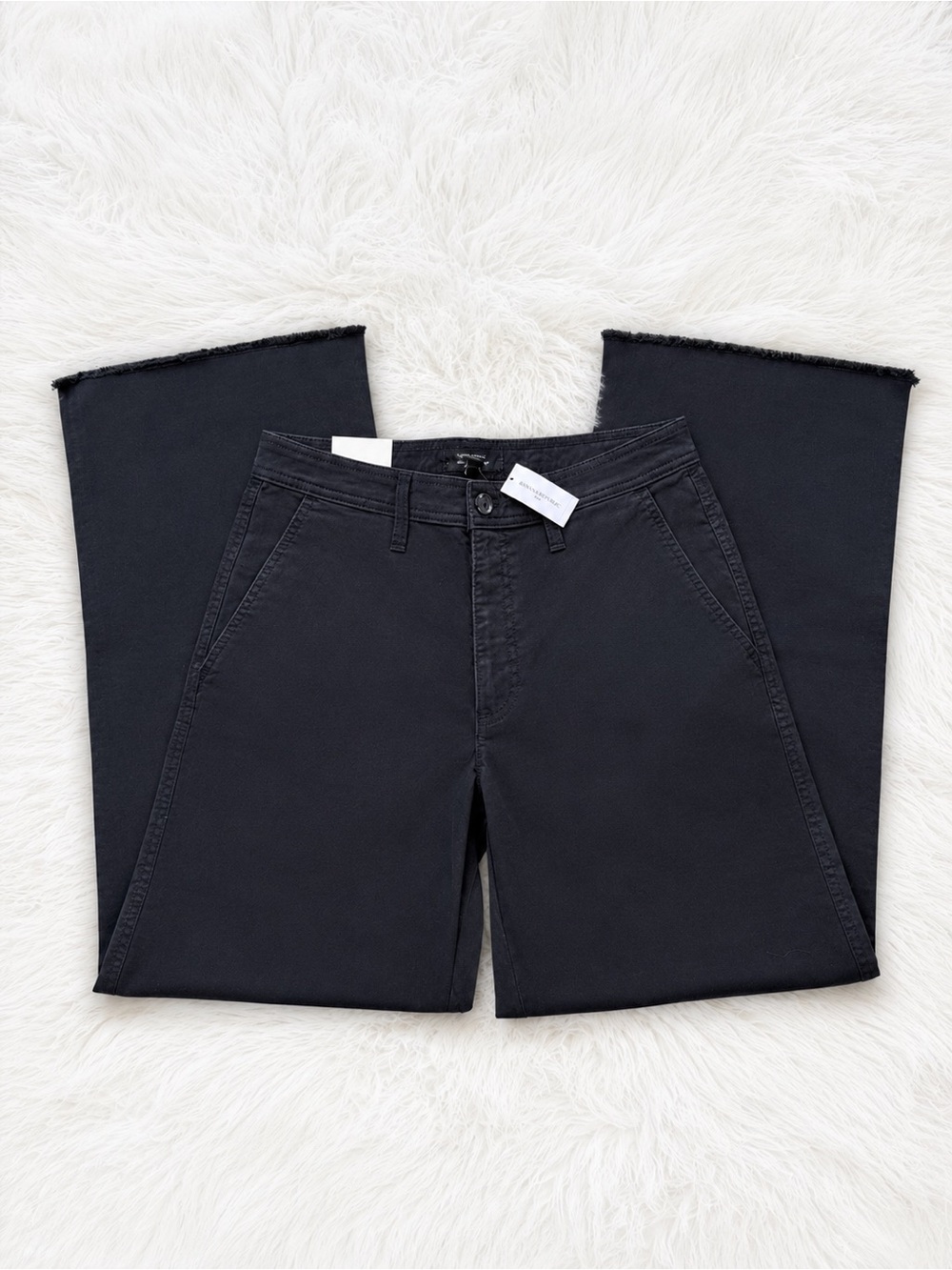 Banana Republic Black Wide-Leg Cropped Chino Pants